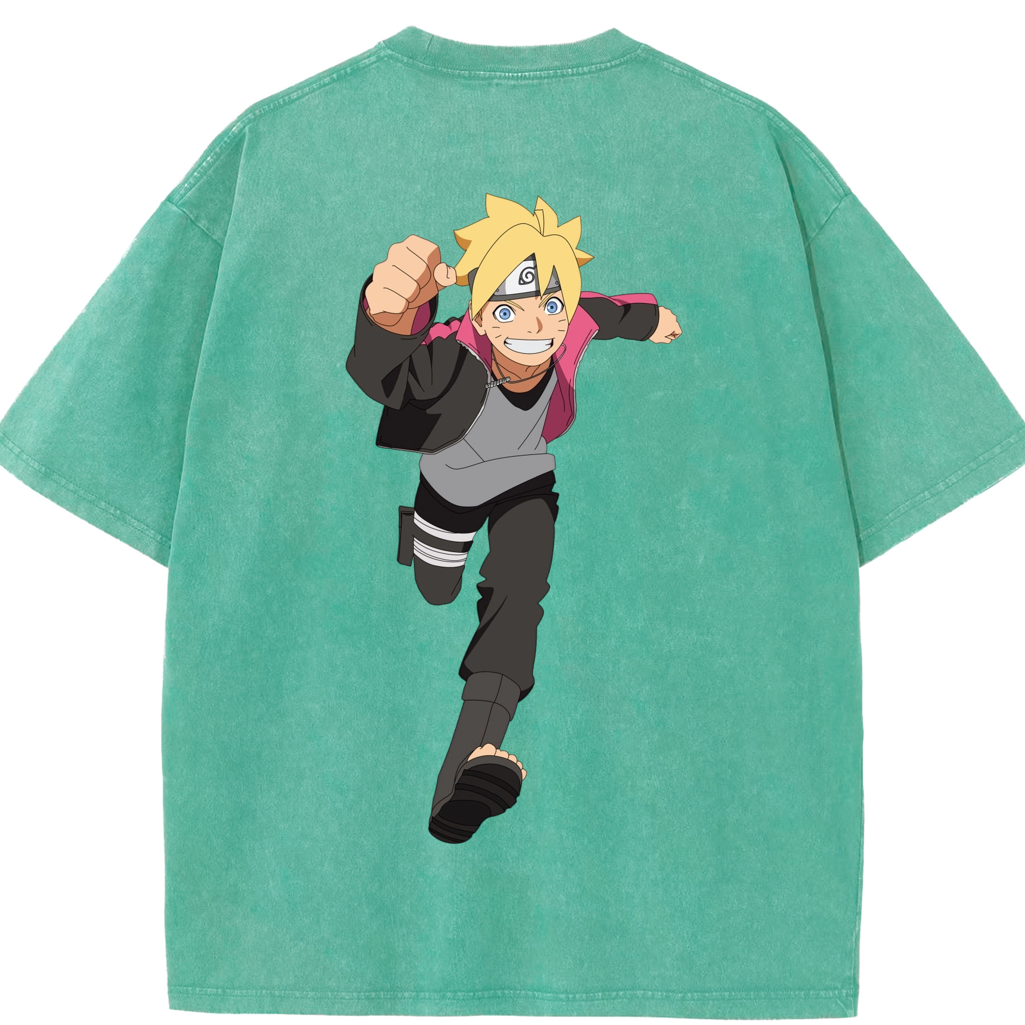 （画像用） NARUTO -ナルト- うずまき ボルト Uzumaki Boruto 綿100% ヴィンテージ風 半袖Tシャツ（背面プリント）